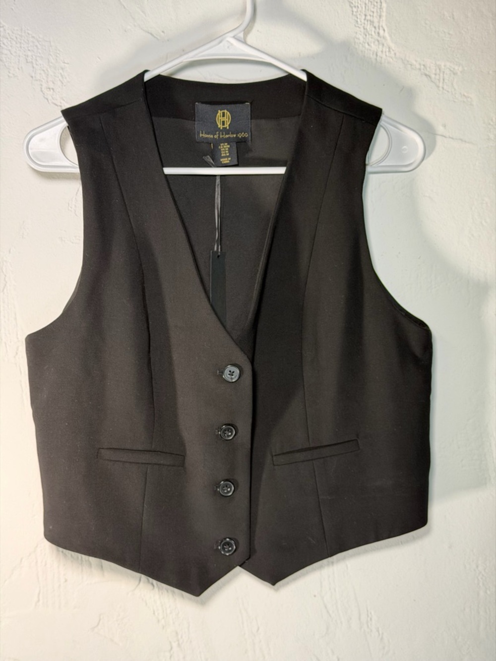 House of Harlow 1960 Black Sleek Button Front Vest -menswear style